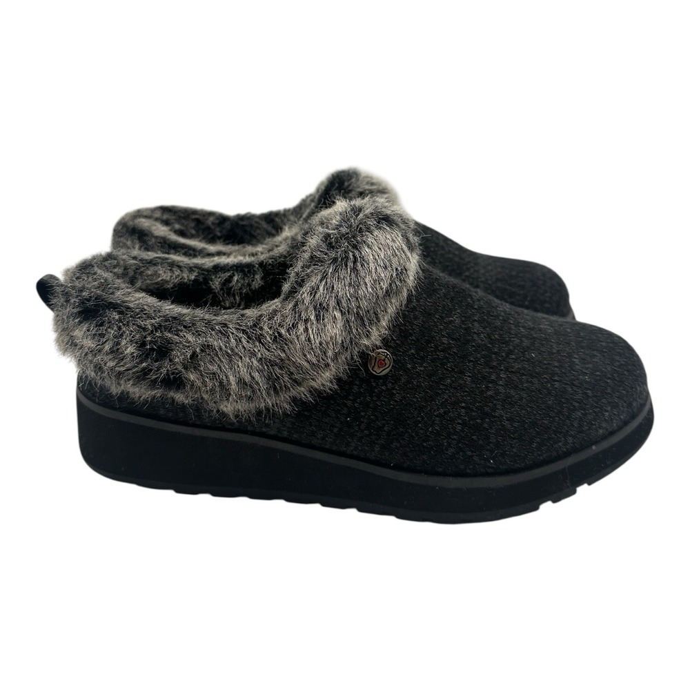 Skechers BOBS Keepsakes Ice Angel Slippers Womens Sz 8 Black Slip On Lined Shoes